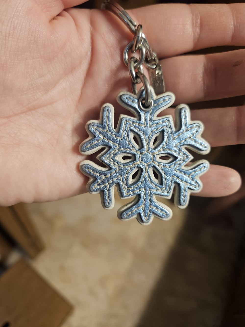 Coach Light Blue Snowflake Keychain Charm